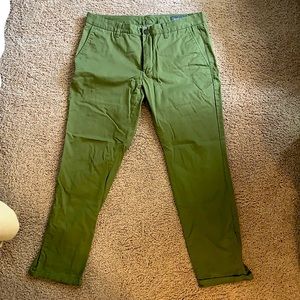 Bonobos 33x30 tailored chinos, green